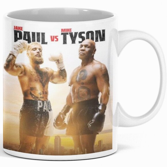 Jake Paul VS Mike Tyson Boxing 2004 Double-Sided Ceramic Coffee Mug - Picture 1 of 4